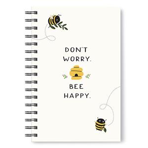 Image of MEDIUM SPIRAL NOTEBOOK - dontworrybeehappy (SKU: 168871455000122) Image of MEDIUM SPIRAL NOTEBOOK - dontworrybeehappy